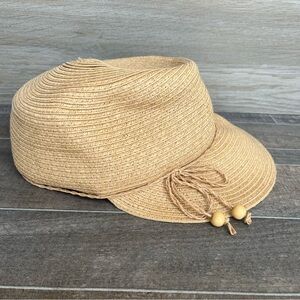 AUGUST HAT COMPANY PAPER SUN‎ HAT, Visor, beaded boho, ADJUSTABLE SIZE- Packable